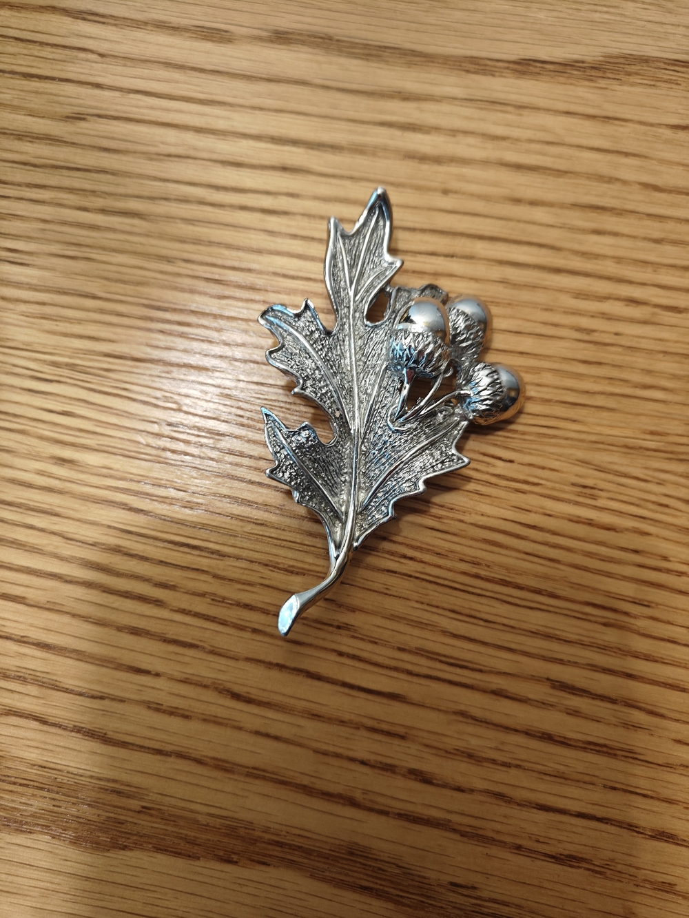 Silver Oak Leaf & Acorn Brooch Pin